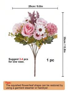 Artificial Silk Flowers Mixed Bouquet, Fake Rose Daisy Carnation Lavender Loose Stems, DIY Floral Arrangement For Wedding Table Centerpiece, Home Table Decor, Valentine's Day, Birthday, Anniversary, Holiday Gift &Handmade Bouquet Craft Decor Supplies - Multicolor - View 5