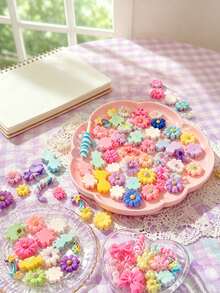 20Pcs Random Mixed Resin Charms Set, Cute Flat Resin Ornaments In Blue Mixed Styles, DIY Handmade Craft Supplies For Phone Case Decor, Scrapbooking & Collage Accessories - Multicolor - View 2