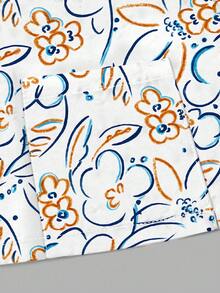 PopScrub Floral Line Texture Print White Scrub Jacket, Spring/Summer Fashion Cardigan With Ear Loop Design Women's Nurse Uniform Top, Uniform Jacket, Suitable For Hospital And Various Clinic Workwear - Multicolor - View 5
