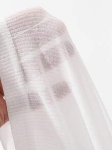 DAZY Autumn/Summer Sheer White Base Layer Semi-High Neck Shiny T-Shirt, Long Sleeve Elegant Casual Women's Top For Wedding, Banquet, Party - White - View 9
