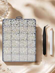 1pc 24 Grid Box Of Various Sizes 2/3/4/5/6/8 Mm Half Pearl Nail Art Jewelry Pearl Resin Flat Bottom Diamond Diy Nail Jewelry Set. - Multicolor - View 8