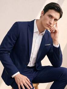 RONVEXI Men Single Button Blazer & Formal Suit Pants Formal, Ceremony - Blue - View 4