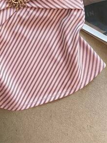 Franclia 女款夏季休閒條紋金屬裝飾抹胸上衣 - 粉色 - 查看 3