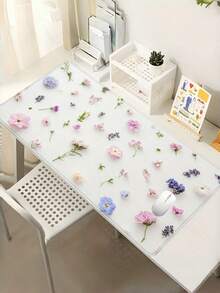 1 PC Extra Large Non Slip Rubber Base Stitched Edges Durable Smooth Surface Pastel Floral Gaming Desk Pad For Women Office Gaming Setup Gift For Her Spring Summer Large Desk Mat Cute Mouse Pad Aesthetic Desk Accessories - multicolor - View 3