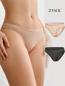 Ocili 女款三角內褲 網布無縫工藝 極簡純色 2件/包 - 彩色 - 查看 1