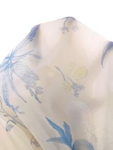 GlowEve CURVE 大尺碼女款優雅浪漫網紗印花A字長裙 白色夏季度假早午餐穿搭 - 彩色 - 查看 4