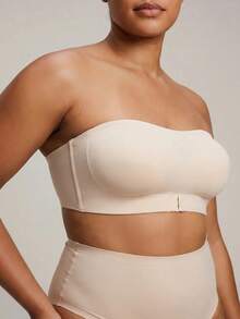 Barelissa Comfy Plus Size Strapless Knitted Bra With Non-Slip Support For Casual Wear Strapless Bra Wireless Bras Strapless Bra For Big Boobs Seamless - Apricot - View 3