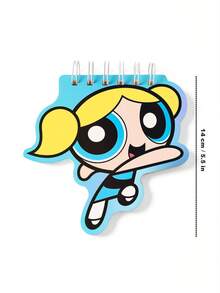 THE POWERPUFF GIRLS X SHEIN 60 Pages Cartoon Character Diary Handbook Pocket Book, Easy To Carry - C-Blue - View 3