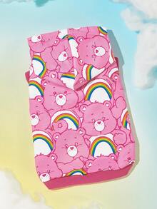 SHEIN X Care Bears 卡通熊印花寵物連帽衛衣，四季通用狗狗連帽運動衫，可愛全印花寵物上衣，適合小型至大型貓狗，尺寸 XXS-XXXXXL - 亮粉 - 查看 1