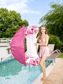1pc Inflatable Leaf-Shaped Lounger Chair, With Detachable Sunshade Canopy, Fits 1 Adult, Water Bottle Holder, Foldable Floating Water Hammock, Suitable For Beach, Swimming Pool, Outdoor Sunbathing, Swimming, Beach Parties. Air Pump Not Included - multicolor - View 8