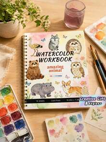 1 Pc Watercolor Painting Book For Beginners Cotton Paper Pattern Ocean Animals And Flowers For Drawing Sketch Practice Creative Gift For Artist Multiple Designs Available - 1pcs - View 1