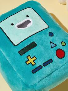 ADVENTURE TIME X SHEIN 1個裝毛絨卡通刺繡面紙盒，可愛3D設計，精緻刺繡，適用於居家、車內、辦公室，適合多種面紙尺寸 - 軍綠色 - 查看 5