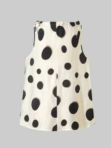 SHEIN PariChic Women's Polka Dot Pattern Loose Casual Vintage Tank Top Picnic Vacation Black White Summer - Multicolor - View 2