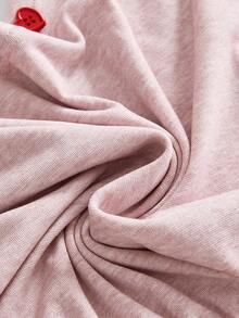 Sweetness Vintage Loose Off-Shoulder Heart Button Decor Batwing Sleeve Women's T-Shirt - Pink - View 4