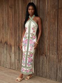 CAJUNI Vestido midi de punto con flores bordadas en rosa - Multicolor - Ver 6