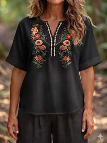 Zayélia Women's Woven Printed Casual Summer Blouse - Multicolor - View 3
