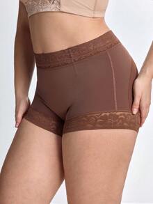 Slumbrini 1pc Plus Size Women Slimming Shaping Leggings, With Anti-Slip Silicone Strips, Tummy Control Butt Lifting Pants, Suitable For Daily Wear - Coffee Brown - View 7