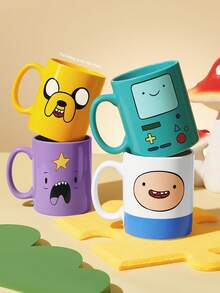ADVENTURE TIME X SHEIN 1pc 10.14oz/300ml Cartoon Pattern Printed Ceramic Mug,  Suitable For Holding Water, Milk, Juice, Coffee, Tea, BMO,JAKE,FINN,LUMPY SPACE,ADVENTURE TIME - Yellow - View 6