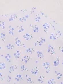 Doze Lane Minimalist Blue & White Floral Short Sleeve 2 Pieces Set, Comfortable Home Casual Pajama Set - Multicolor - View 6