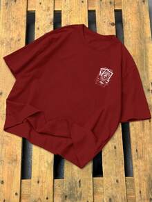 Manfinity Roughcore Men's Summer Casual Card Print T-Shirt - Red - View 2