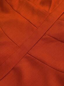 Maweii Vestido largo de línea A de talla grande, estilo vintage caramelo, cuello cuadrado, sin mangas, con ajuste ceñido a la cintura y efecto adelgazante con cinturón, estilo elegante de oficina francés - Naranja - Ver 6