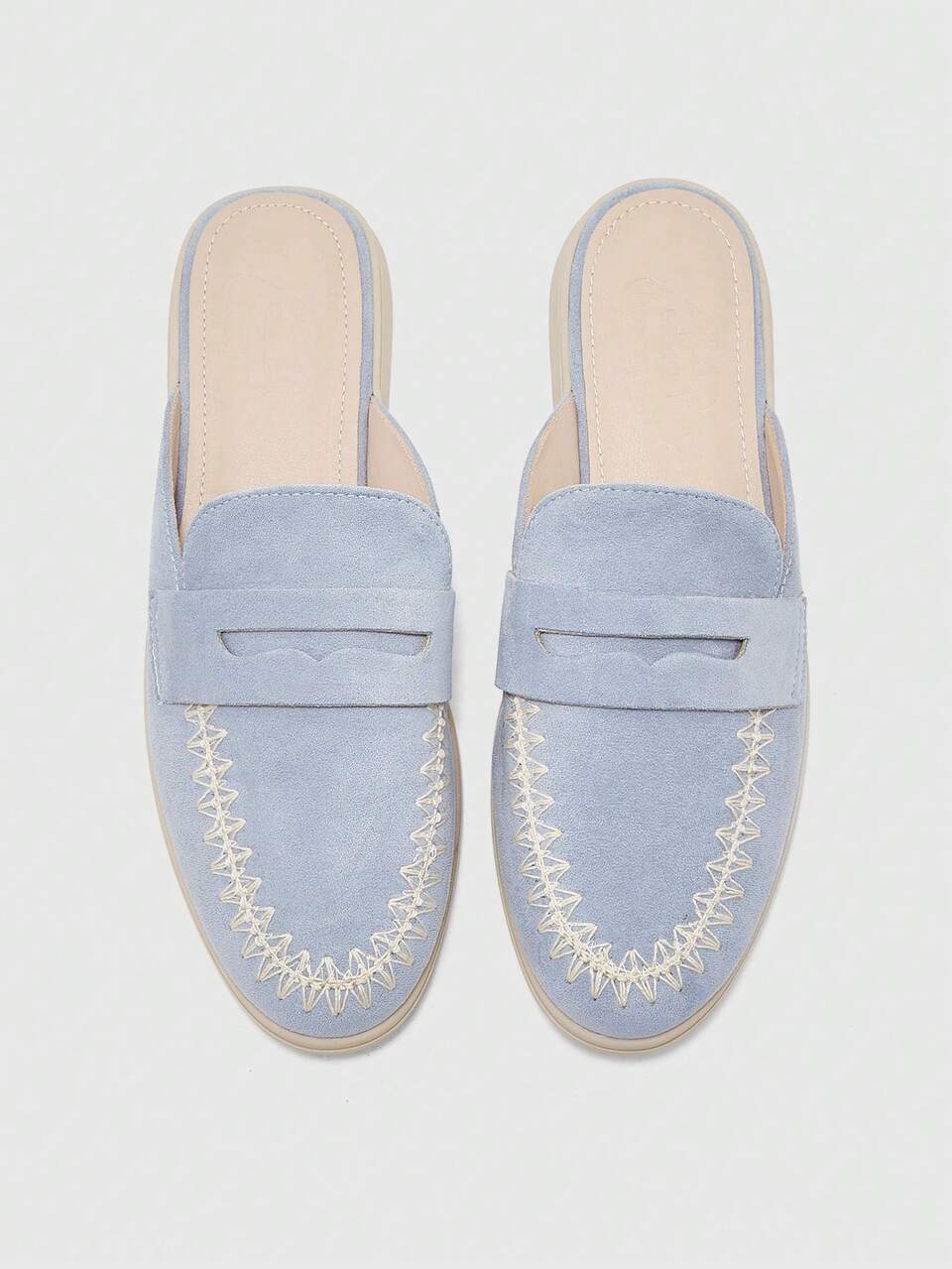 CUCCOO BIZCHIC Fashion Blue Suede Comfortable Commuter Women's Mules Shoes Flat Shoes Suitable For Outdoor Vacation Shopping To Work Daily Commute Casual