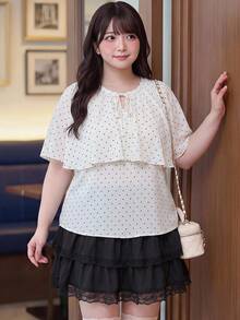 Bijouette 大尺碼夏季休閒波點印花襯衫 - 白色 - 查看 9