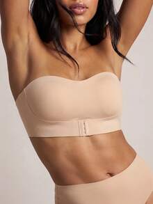Barelissa Women's Solid Color Front Closure Padded Strapless Bra - Apricot - View 5