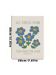 1pc Vintage Blue Psalms Christian Bible Verse Canvas Wall Art – Floral Painting Print For Room Decor, Inspirational Scripture Poster, Optional Frame - multicolor - View 25