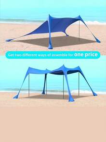 1PC Portable Automatic Pop Up Camping Tent Easy Setup Beach Shelter With Carry Bag Sand Pockets Stabilizer Poles 4PCS Extra Wind Ropes UPF50+ Sun Protection For Fishing Family Travel Outdoor Use - Multicolor - View 7