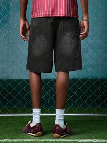 EVRINFINITE Men's Casual Washed Ripped Loose Fit Distressed Gray Denim Shorts For Husband, Boyfriend Gifts Work Going Out Urban Vacation  Jorts Men - Dark Grey - View 3