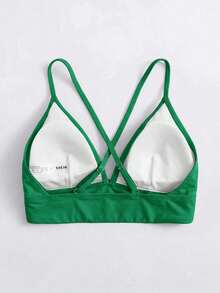 Swim Basics Atasan Bikini Wanita untuk Liburan Pantai Musim Panas dengan Tali Silang di Belakang - Hijau - View 2