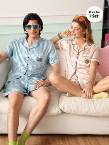 Chillnights TOM & JERRY X SHEIN Men's Cartoon Print Short Sleeve Top And Shorts Casual Daily Homewear Set - Multicolor - View 6