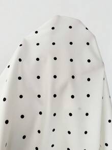 SHEIN Clasi 春季女款白色與黑色波點V領上衣，前襟荷葉邊飾，大尺碼 - 米色 - 查看 7