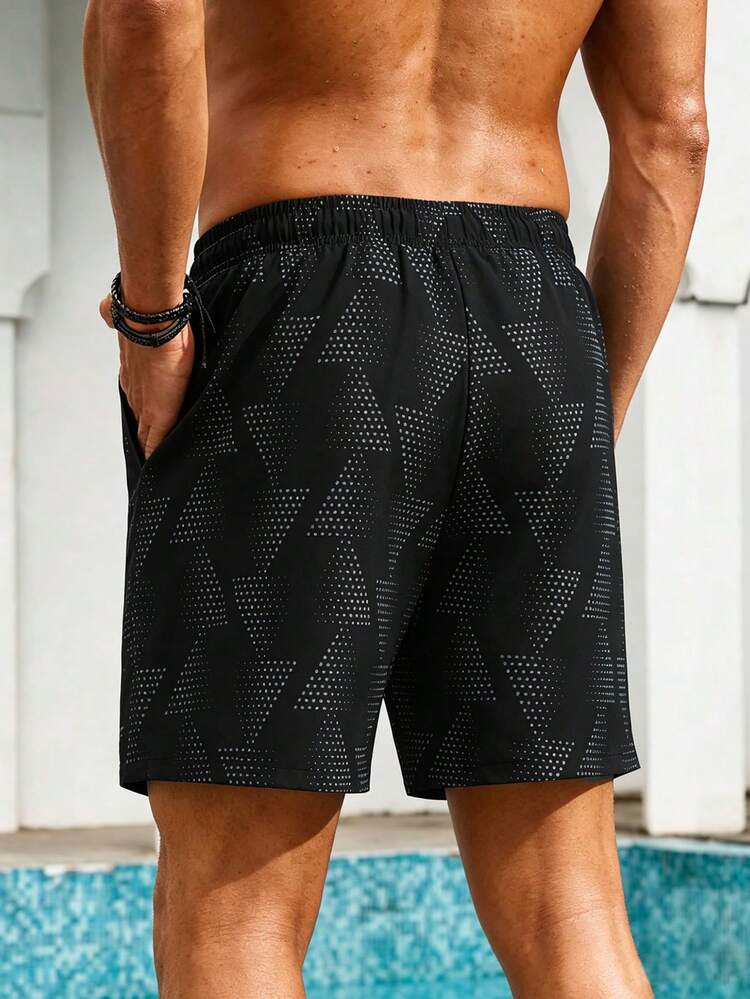 Manfinity KASUA Pantalones cortos casuales de playa con cordón en la cintura para hombre talla grande - Negro - Añade 2