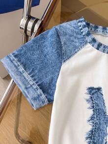 SHEIN Baby Boy Crew Neck Applique Casual Versatile Daily Short Sleeve Top - Multicolor - View 4