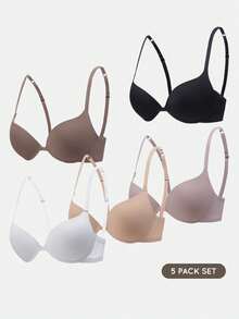 SHAPORA Minimalist Solid Color Push-Up Underwire Bra - Multicolor - View 6