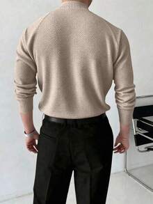 Manfinity Homme Suéter casual versátil de unicolor para hombre, otoño/invierno - Albaricoque - Ver 2