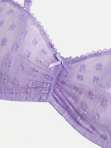 lacRébo Lilac Lingerie Set In Vertical Floral Lace With A Soft Bra And Matching Thong Cute Romantic See Through Lingerie - Purple - View 9