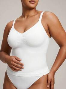 Barelissa 1pc Women's Seamless Shaping Top, Waist & Abdomen Slimming, Simple & Comfortable, Black - White - View 3