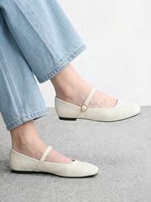 CUCCOO BIZCHIC Ladies Four Seasons Commuter Elegant Leisure Vacation Comfortable Soft Solid Soft Light Textured Flat Shoes - White - View 1