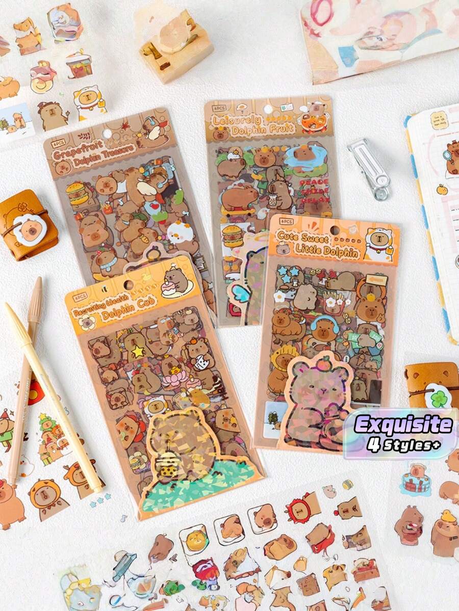 1pc Capybara Embossed Sticker, Crystal 3D Cute Sticker, Durable PVC Material, Multifunctional Decoration For Cup, Mobile Phone Shell, Laptop & DIY Crafts - Multicolor - View 1