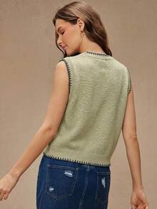 WESTFADE Rompi Sweater Leher Bulat dengan Jahitan Multi Motif Lobster Intarsia untuk Musim Panas, Liburan Musim Semi, Kembali ke Sekolah, Konser Musik Country, Festival, dan Santai. - Hijau - View 4