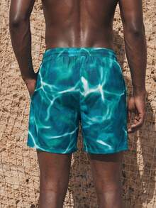 Manfinity KASUA Pantalones cortos de playa casuales con cordón y estampado para hombres, vacaciones - Multicolor - Ver 2