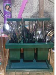 SHEIN 1Pc Multifunctional Knife And Fork Holder Rack,Space Saving Utensil Holder With Removable Water Catch Tray,Utensil Drainer For Kitchen Sink Countertop Green&White Chopsticks Rack Organizer For Knife,Spoon, Fork For Kitchen Bathroom Restaurant,Plastic Version - Multicolor - View 15