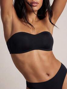 Barelissa Bandeau Bra With Adjustable Strap - Black - View 1