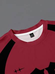 Aesthetic Post Men's Contrast Color Numeric Print Loose Fit Round Neck Short Sleeve T-Shirt - Multicolor - View 3