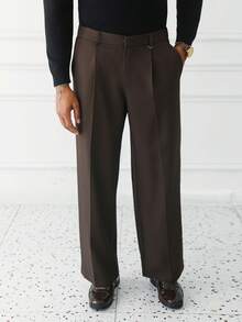 HUEFORM Men's Old Money Brown Mature Relaxed Fit Pants,Wrinkle-Resistant Fabric, Easy To Care For-A Must-Have Item. Suitable For Daily Travel - Coffee Brown - View 5