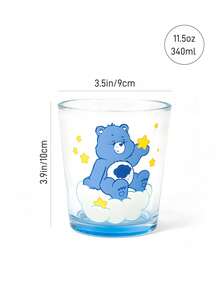 SHEIN X Care Bears 1個彩色卡通熊印花 11.50oz/340ml 玻璃杯，噴色蘇打石灰玻璃隨手杯，適用於水、果汁與調酒 - 無色 - 查看 5