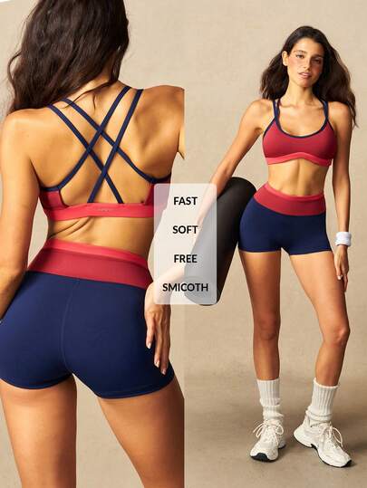 VARSIVA Women's Backless Halter Neck Ultra Short Top And Shorts Sports Set